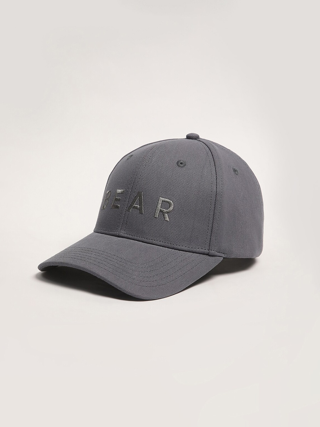 

THE BEAR HOUSE Men Embroidered Pure Cotton Baseball Cap, Grey