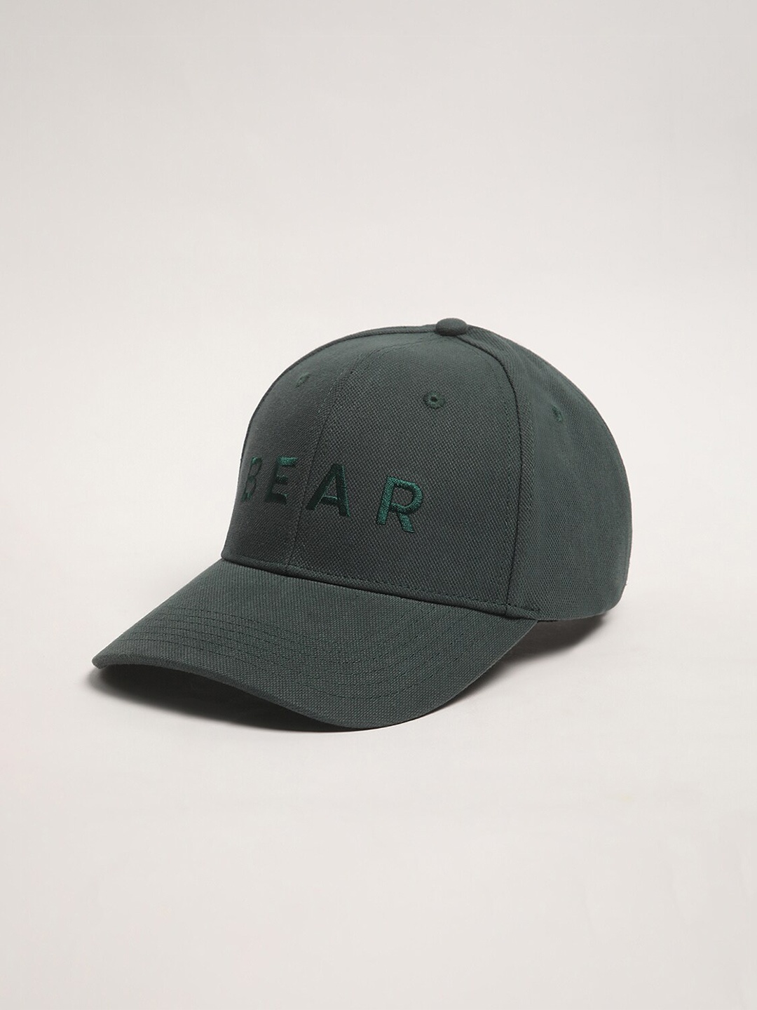 

THE BEAR HOUSE Men Embroidered Pure Cotton Baseball Cap, Green