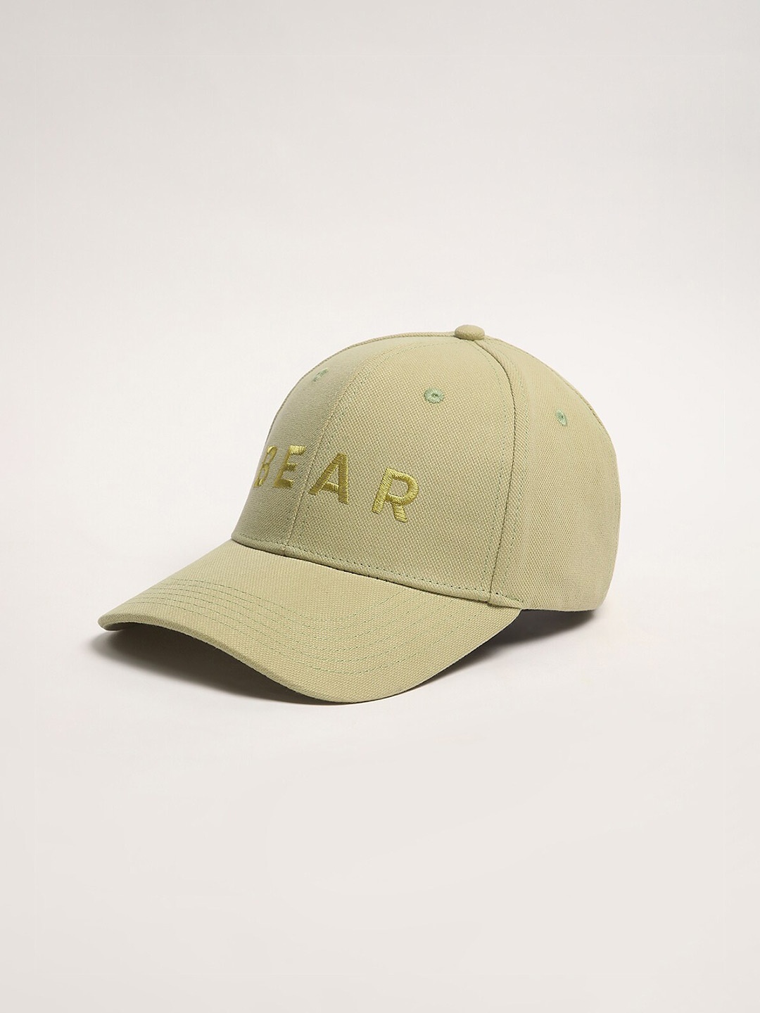 

THE BEAR HOUSE Men Embroidered Pure Cotton Baseball Cap, Green