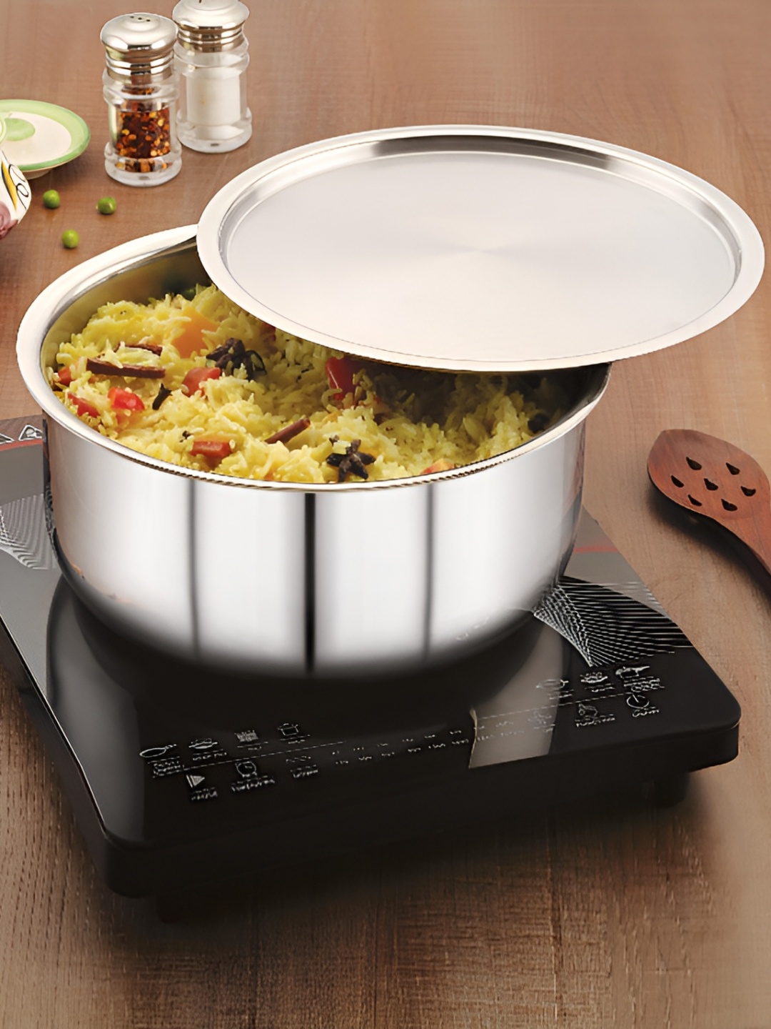 

MAGNUS Triply Stainless Steel Dishwasher Safe Tope With Lid, Silver