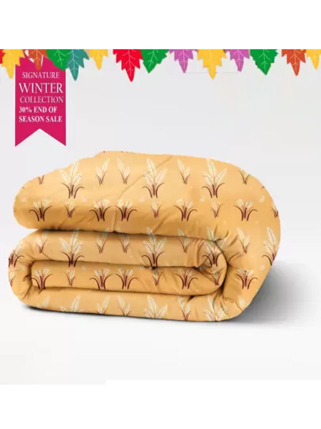 

Signature Yellow Floral Mild Winter Double Bed Comforter