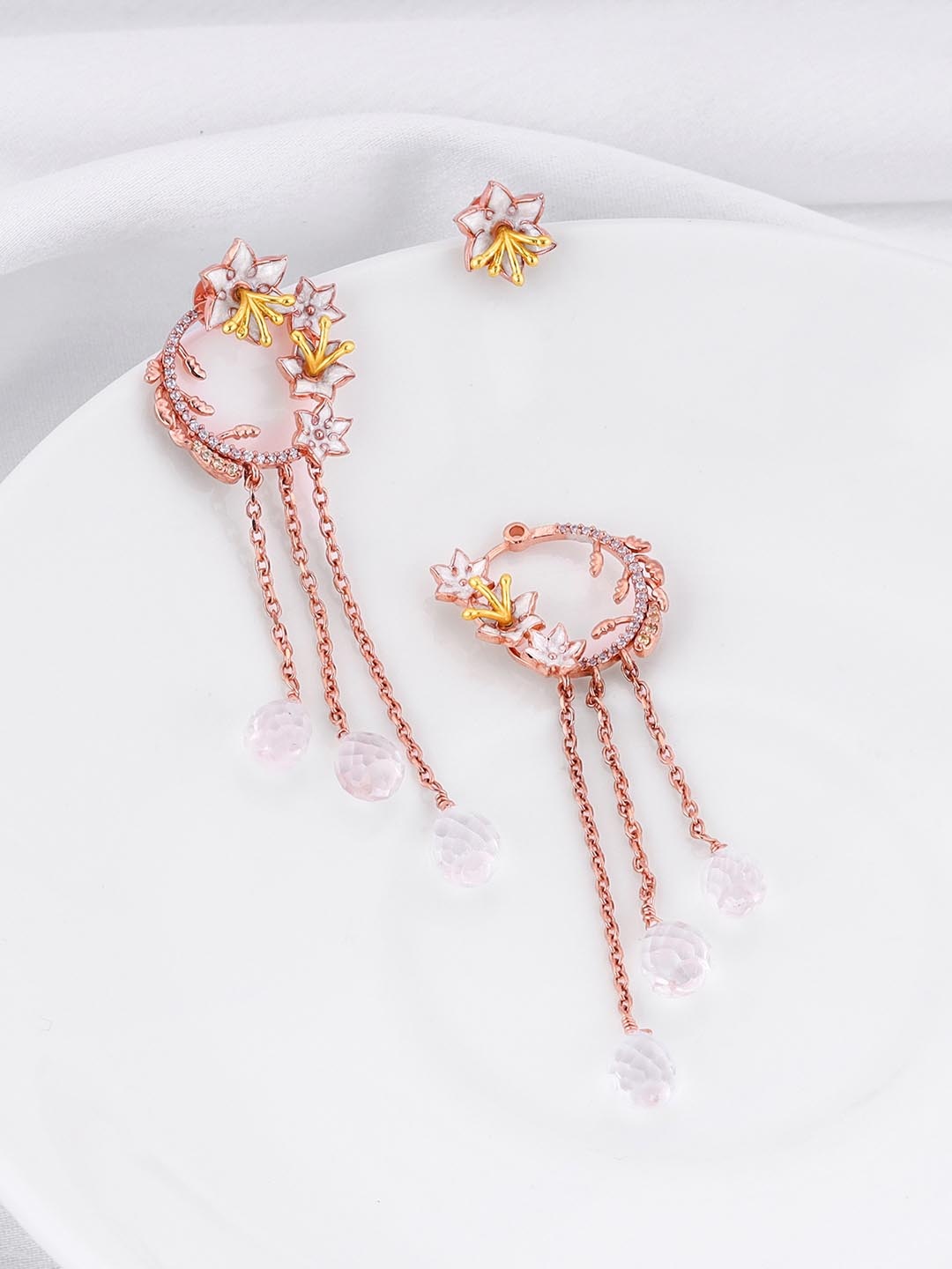 

GIVA 925 Sterling Silver Bhumi Rose Gold Plated Chandelier Drop Earrings