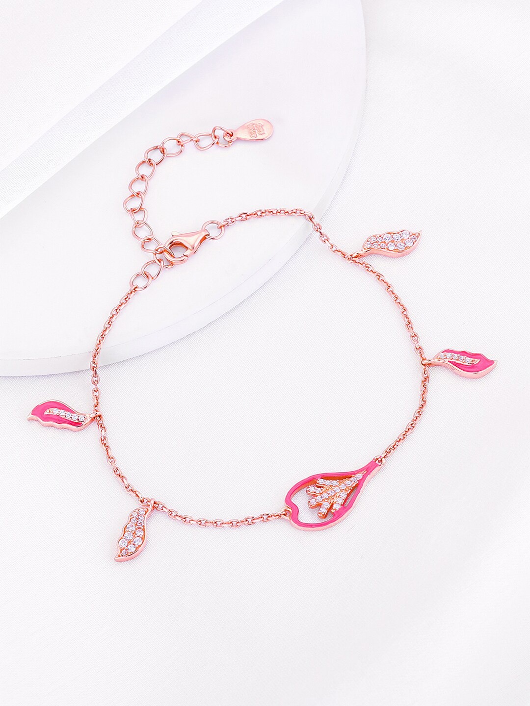 

GIVA Rose Gold-Plated Stone-Studded 925 Sterling Silver Charm Bracelet
