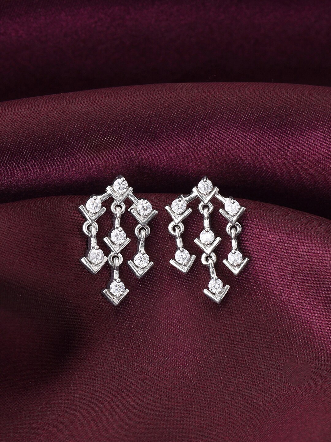 

GIVA Rhodium-Plated 925 Sterling Silver Zircon-Studded Contemporary Drop Earrings