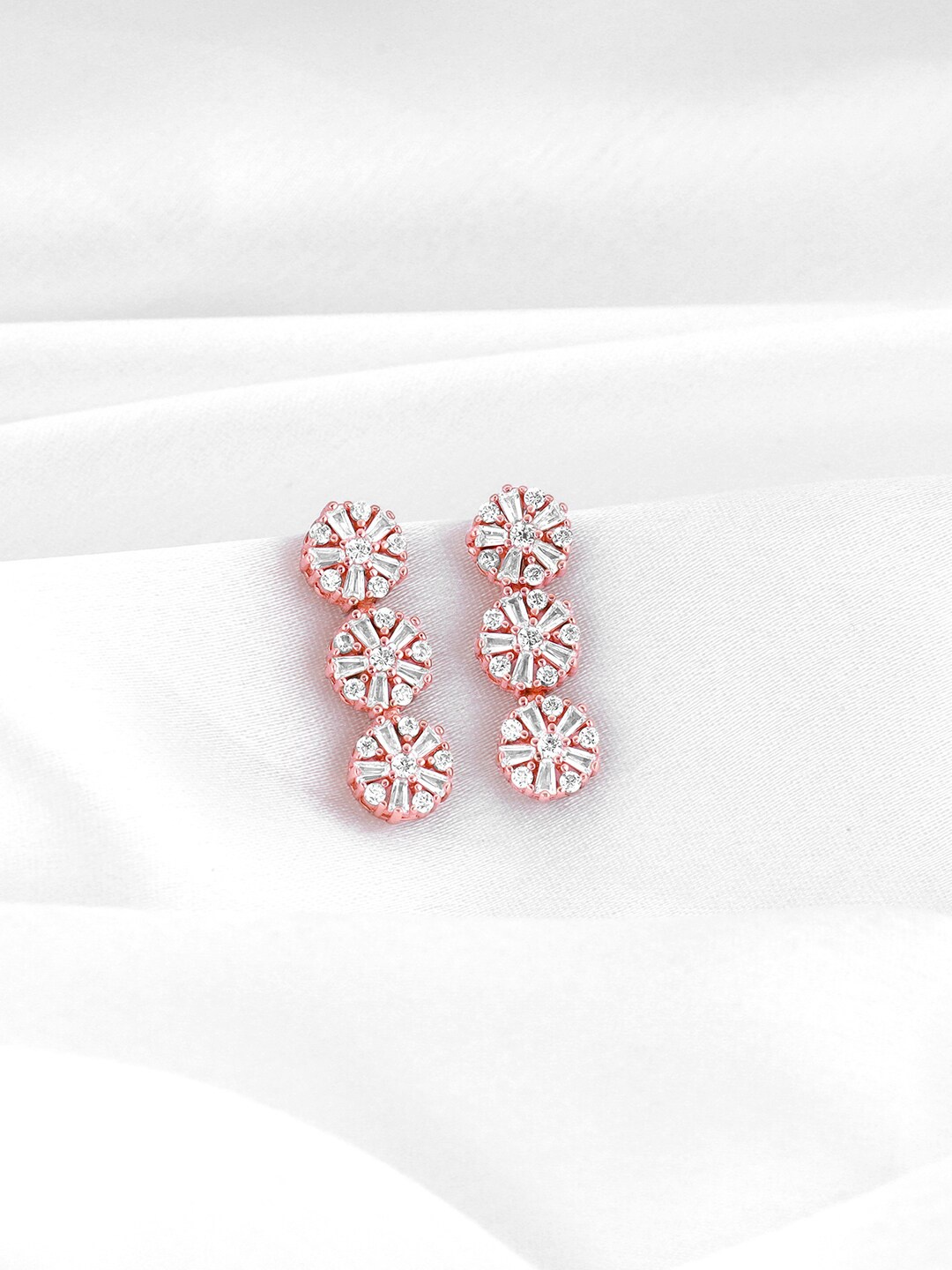 

GIVA Rose Gold-Plated 925 Sterling Silver Zircon Studded Contemporary Drop Earrings