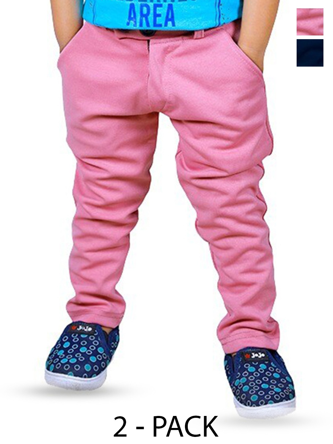 

BAESD Boys Pack Of 2 Slim Fit Easy Wash Trousers, Pink