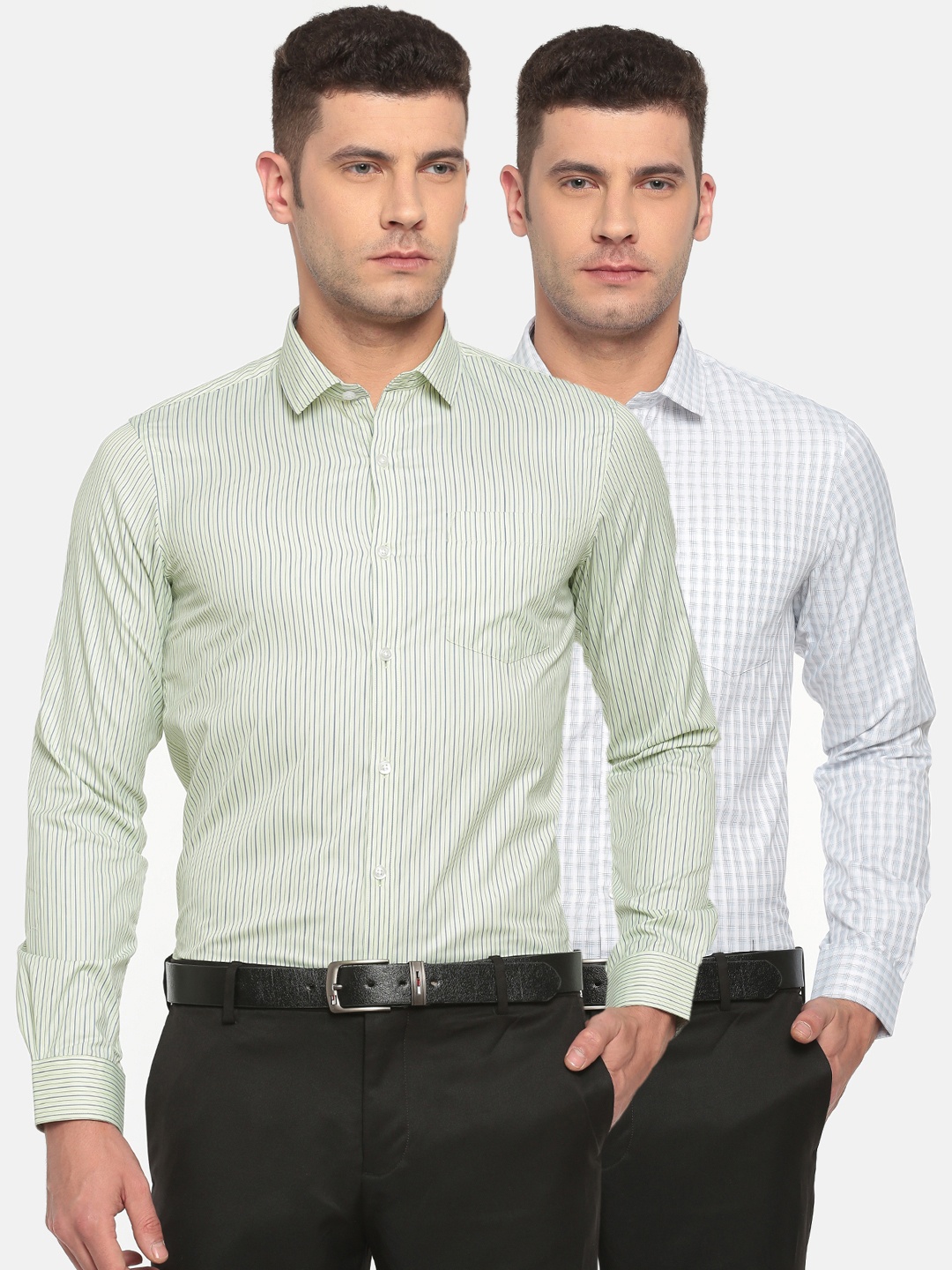 Excalibur Men Assorted Pack of 2 Slim Fit Formal Shirts