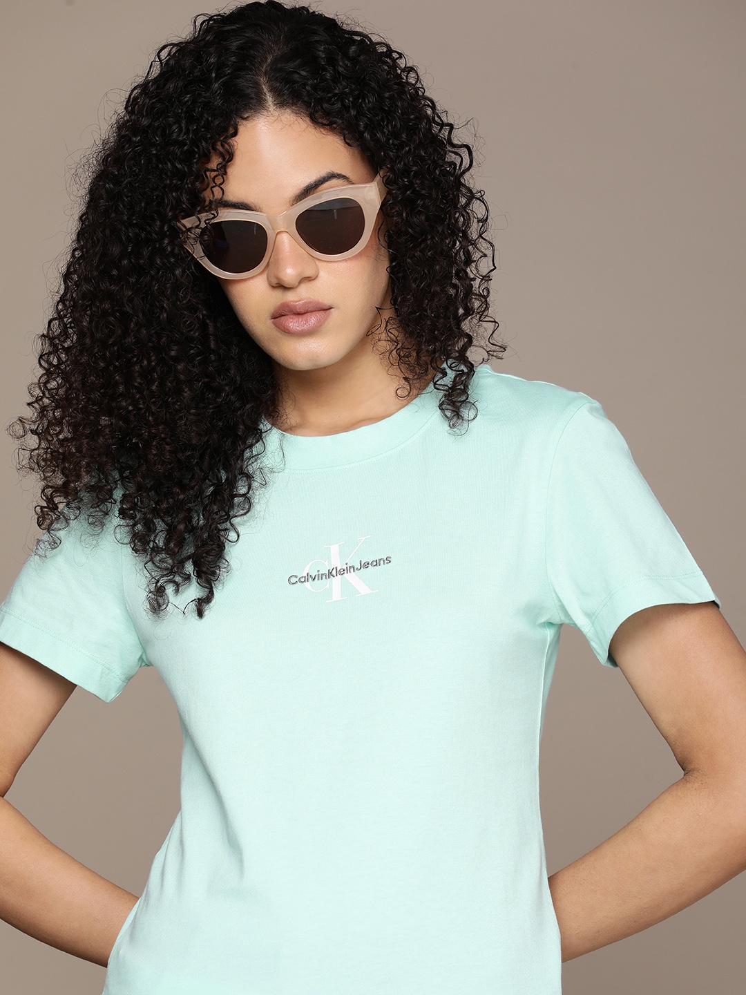 

Calvin Klein Jeans Pure Cotton Brand Logo Printed Slim Fit T-shirt, Blue