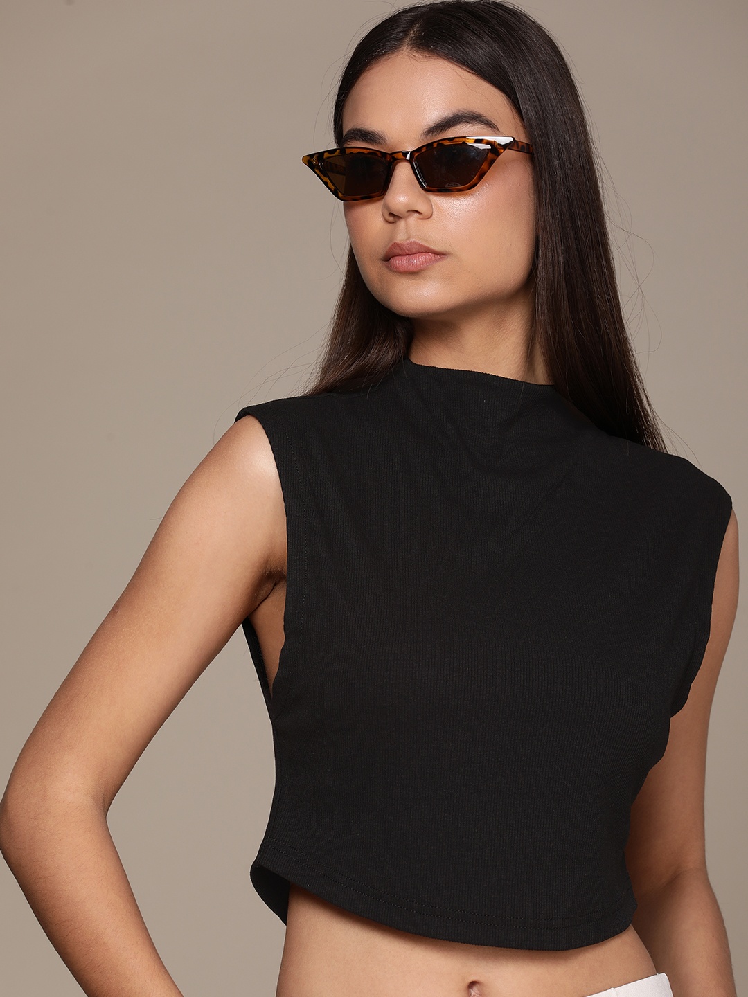 

Calvin Klein Jeans Ribbed Crop Top, Black