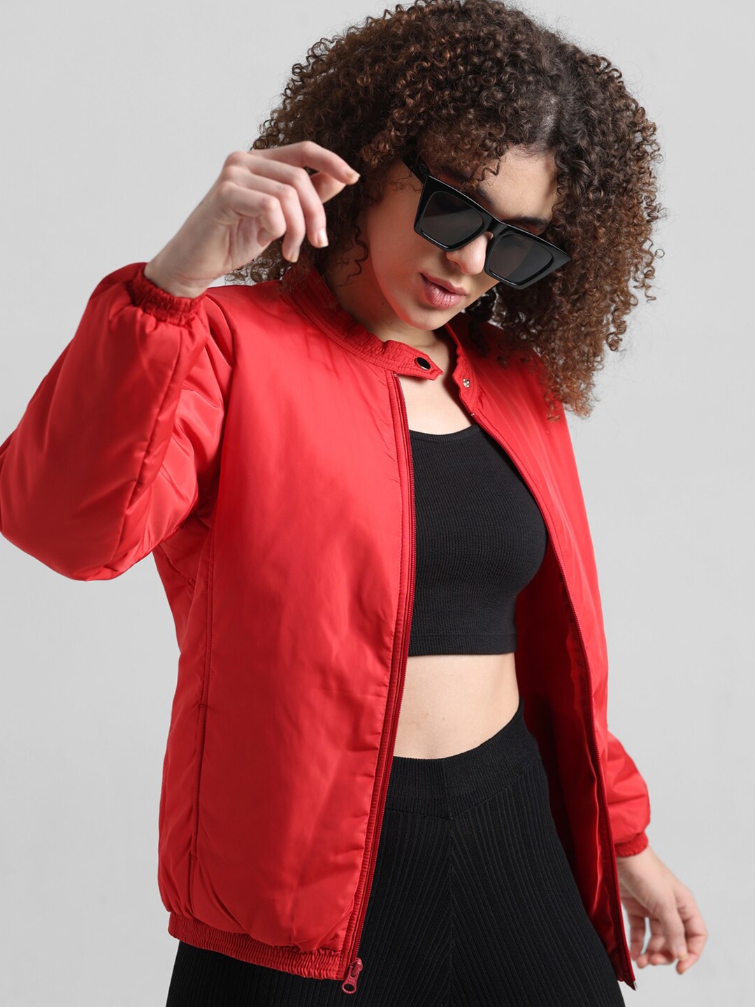 

ONLY Mock Collar Bomber Jacket, Red
