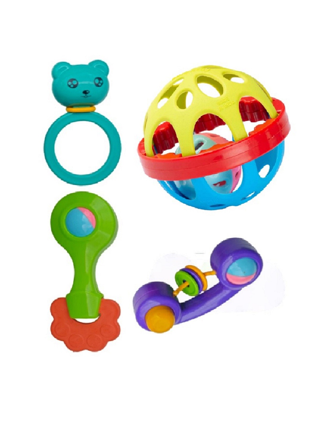 

OPINA Infants 4 Pcs BPA Free Rattle Set, Green