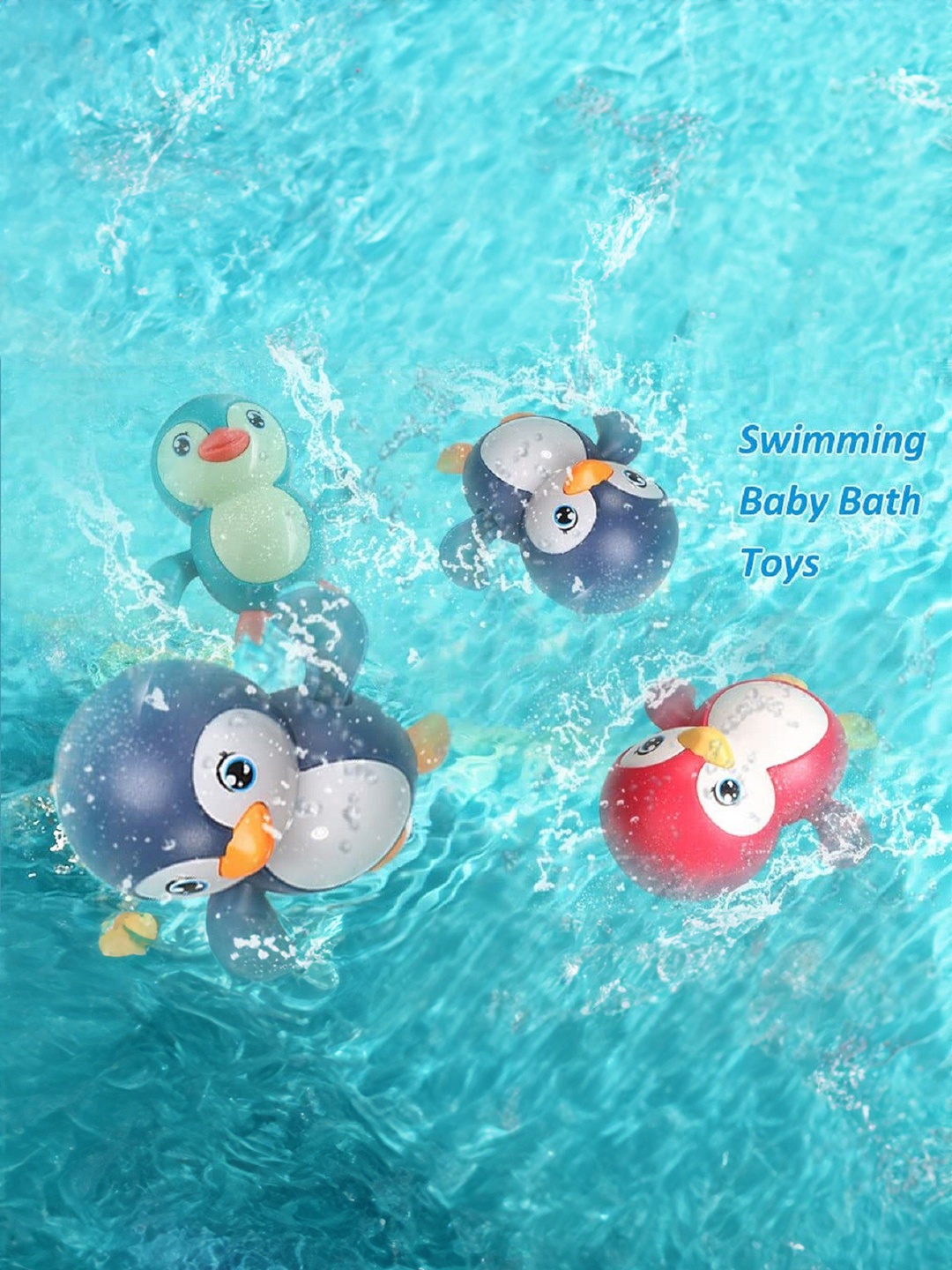 

OPINA Kids 3 Pcs Wind Up Swimming Penguins Toys, Red