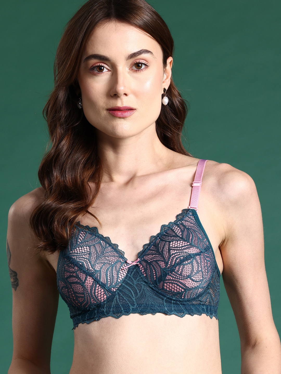 

DressBerry Abstract Printed Anti Odour Full Coverage Heavily Padded Bra, Green