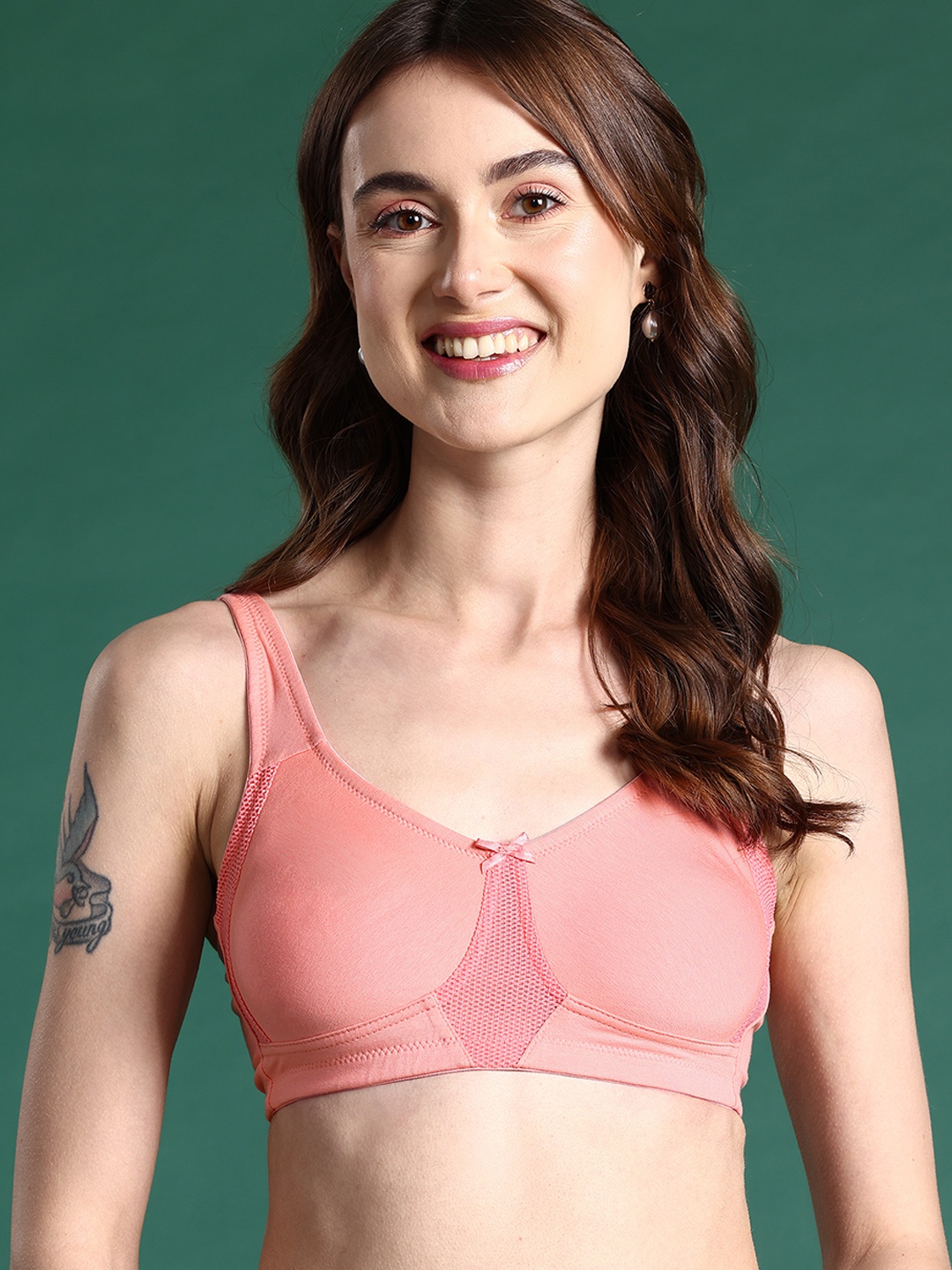 

DressBerry Full Coverage Anti Odour Non Padded Bra, Peach