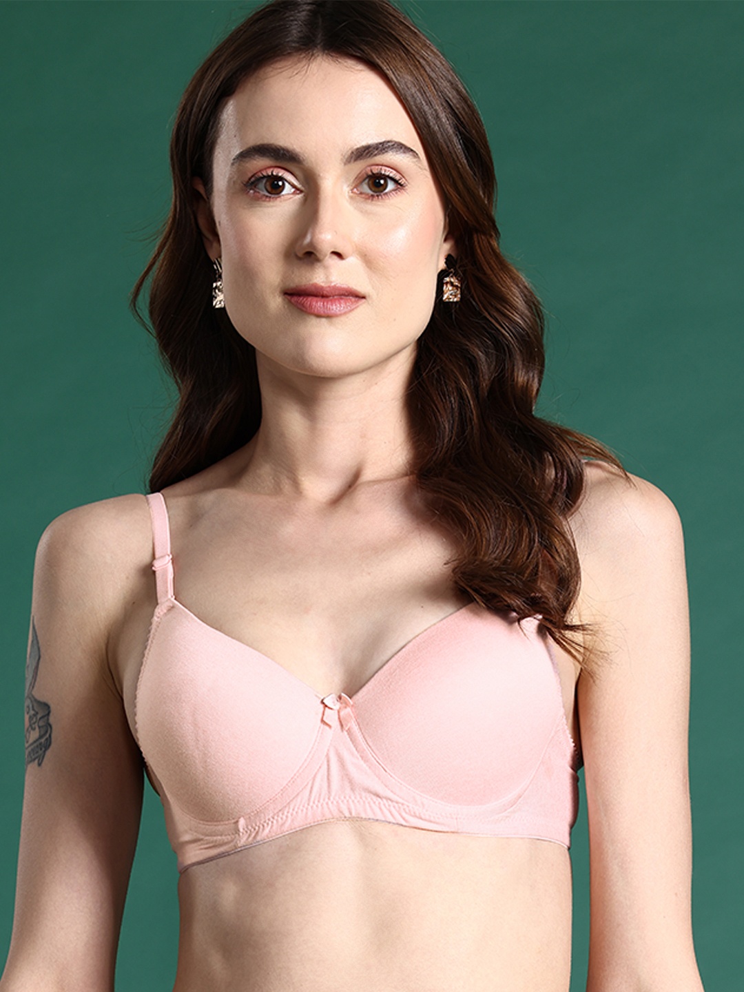 

DressBerry Full Coverage Anti Odour Underwired Heavily Padded Bra, Peach