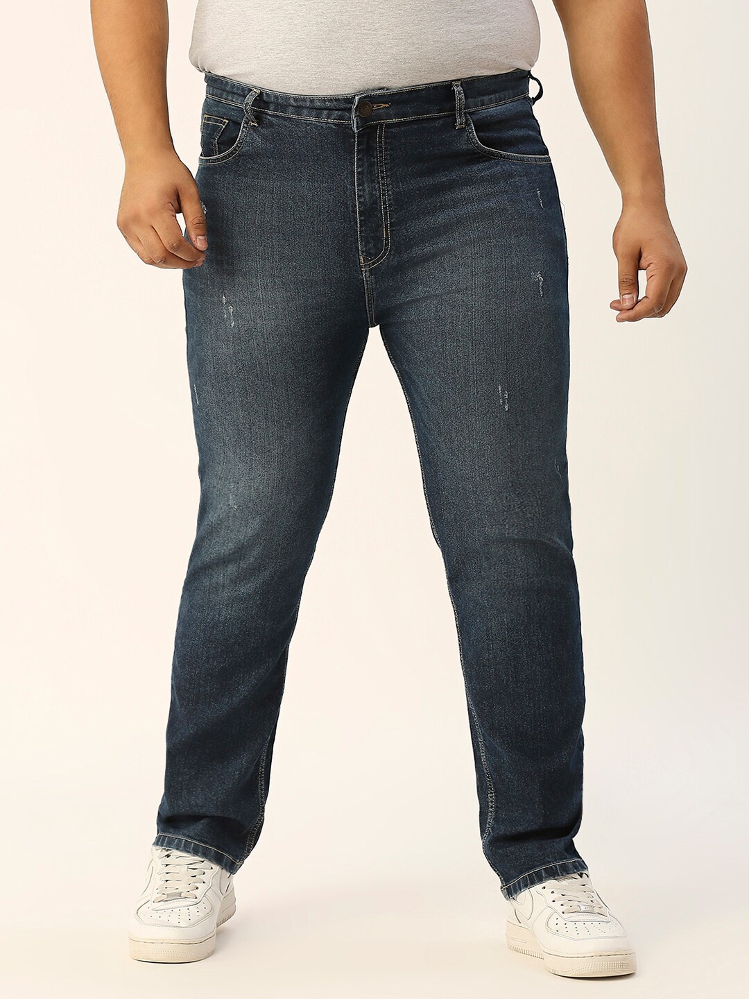

ZUSH Men Plus Size Light Fade Stretchable Cotton Jeans, Blue