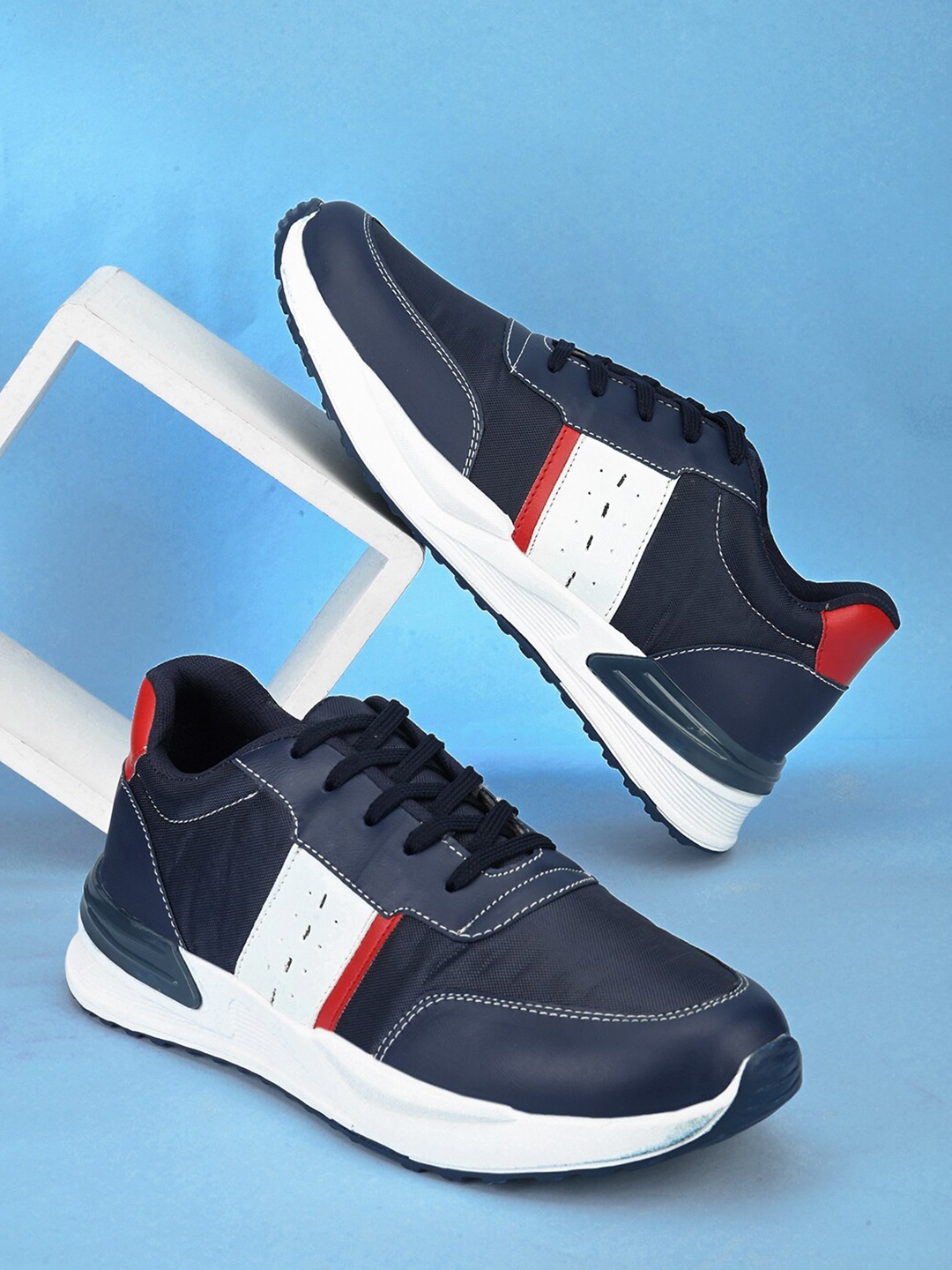 

Mast & Harbour Blue Men Textured Sneakers