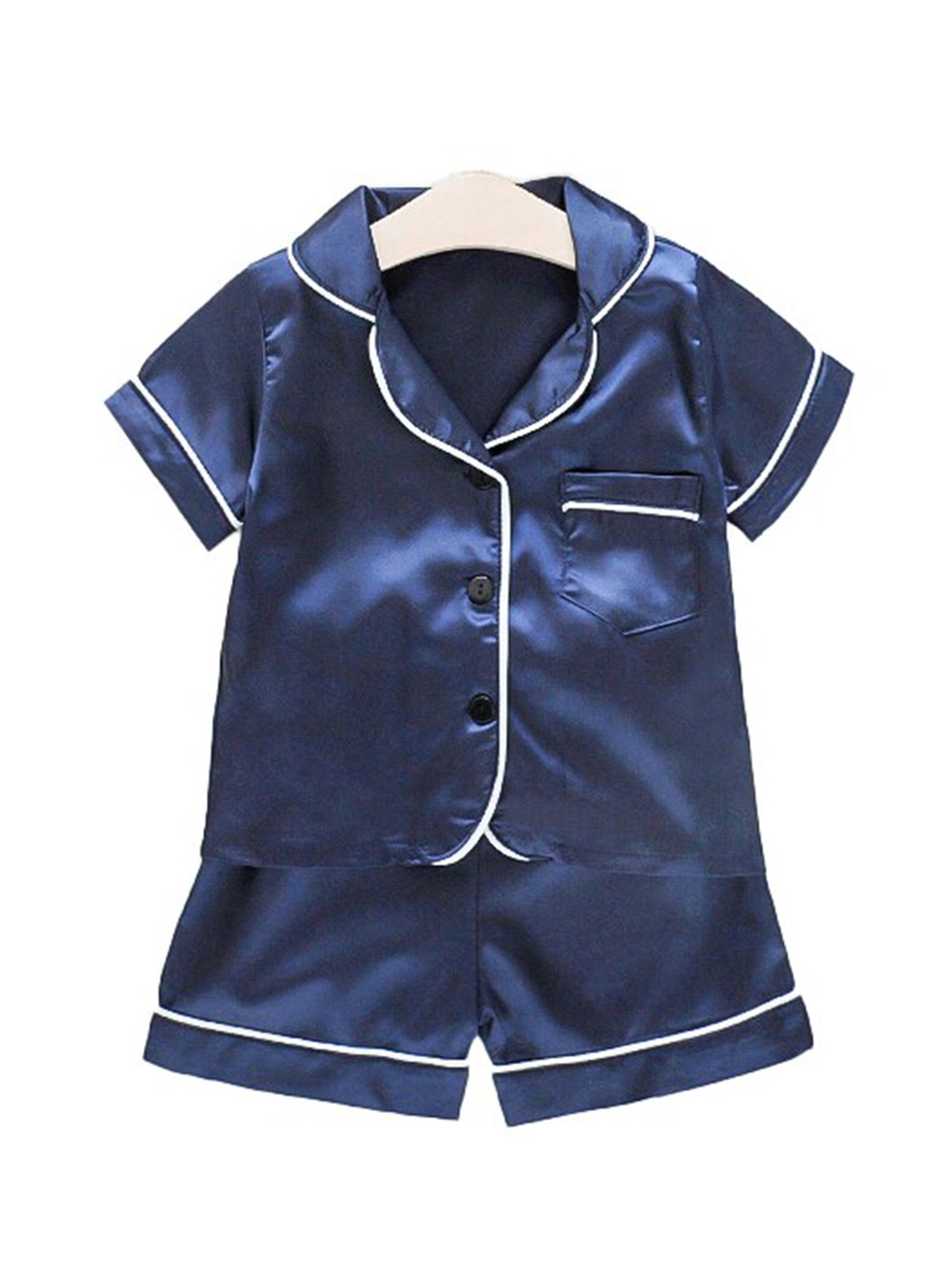 

StyleCast Boys Lepel Collar Solid Night suit, Navy blue