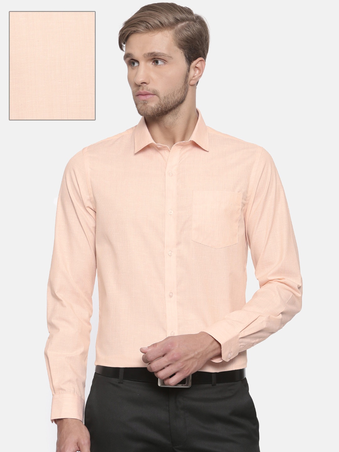 

Excalibur Men Orange Slim Fit Solid Formal Shirt