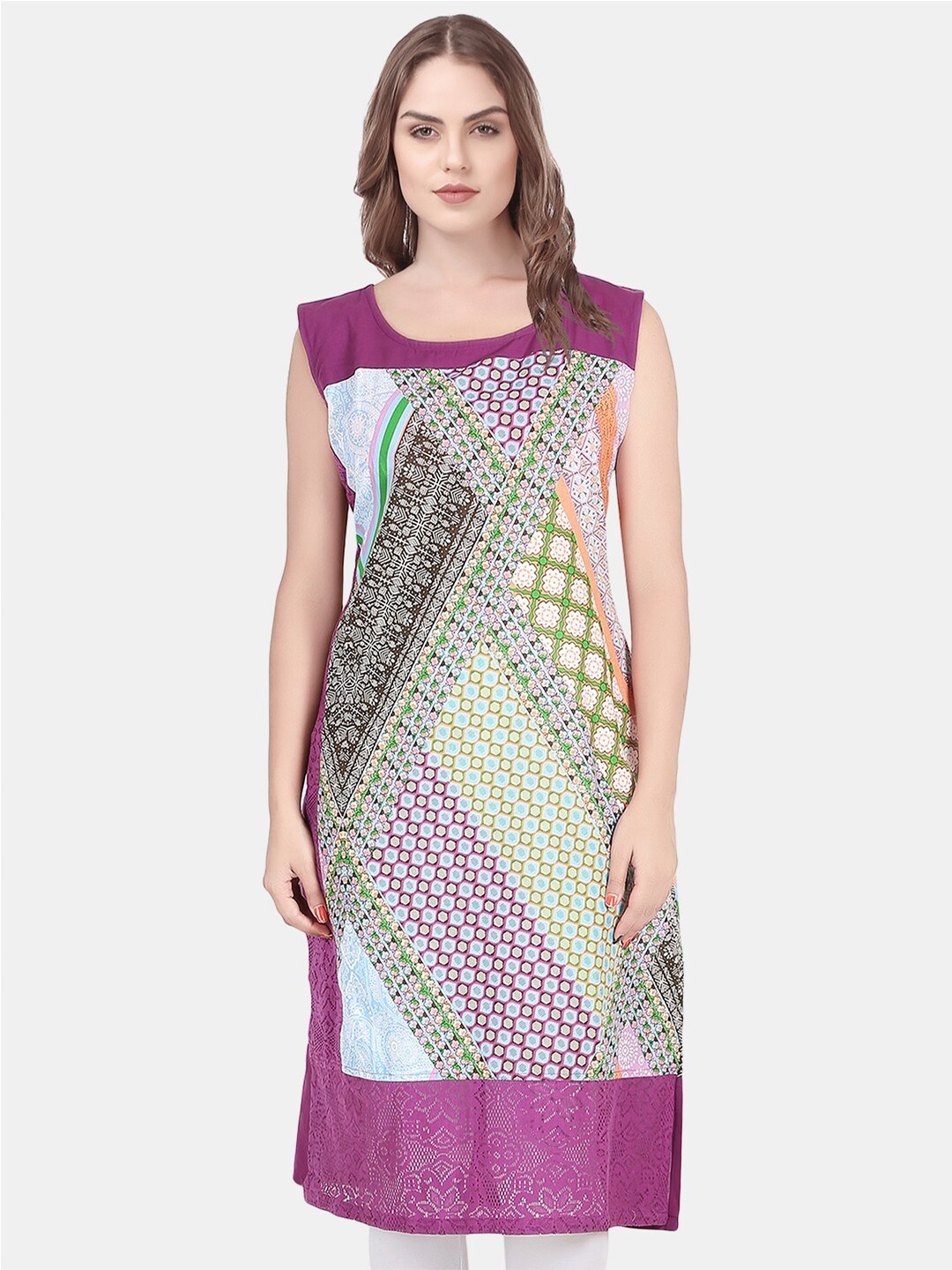 

URG Purple Printed Pure Cotton Kurta