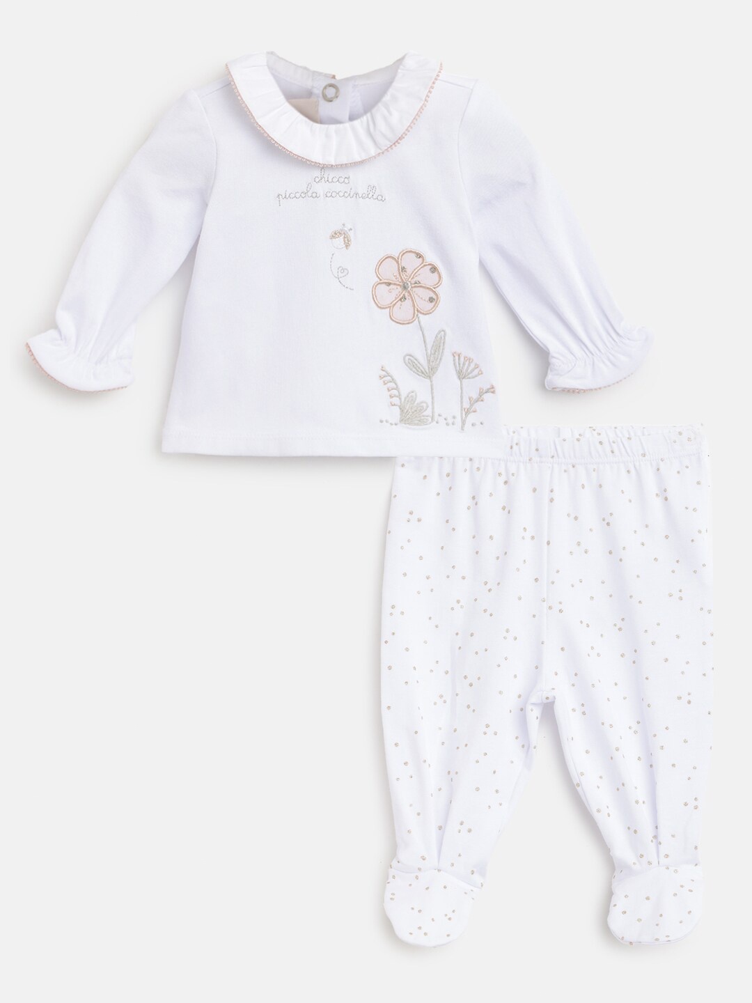 

Chicco Infant Girls Floral Embroidered Top & Leggings, White