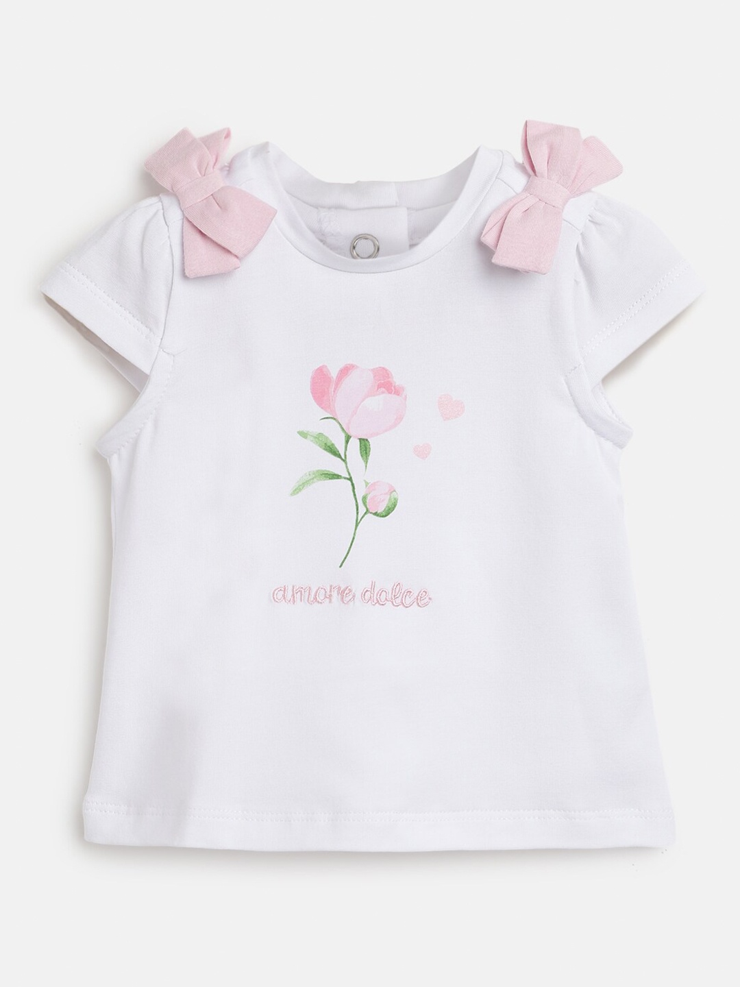 

Chicco Girls Floral Printed Round Neck Short Sleeves T-shirt, White