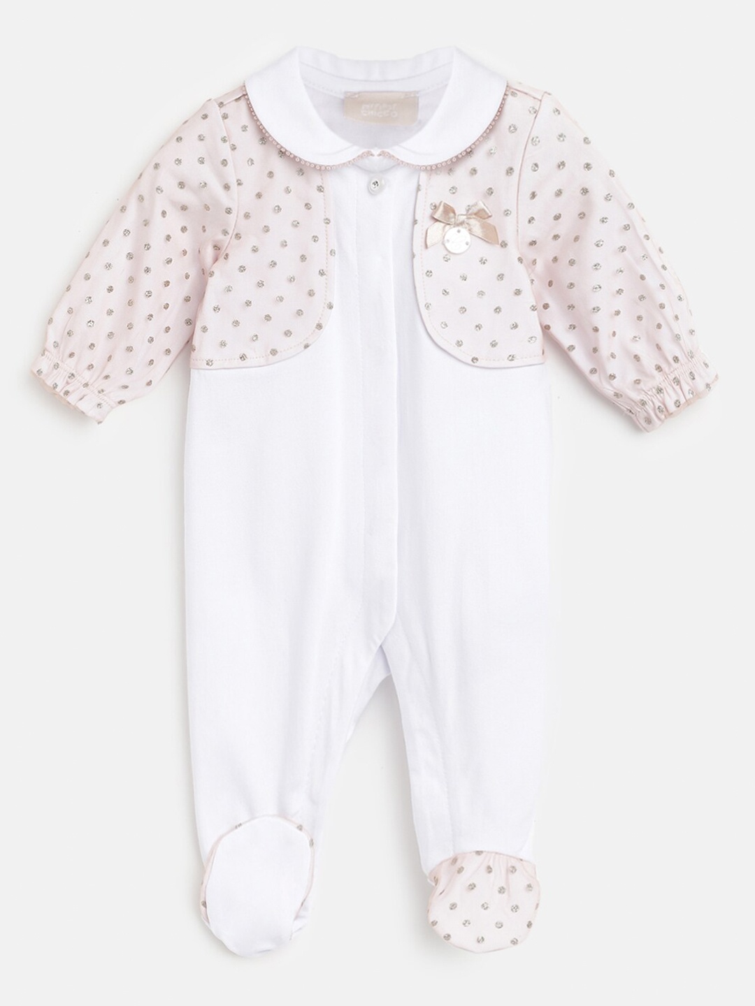 

Chicco Infant Girls Polka Dots Printed Sleepsuit, White