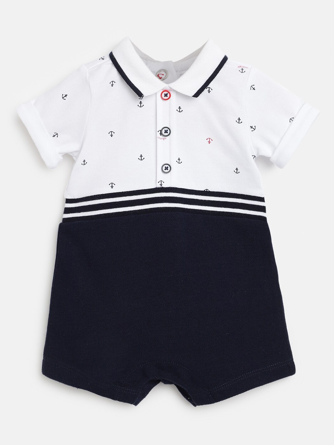 

Chicco Infant Boys Printed Rompers, White