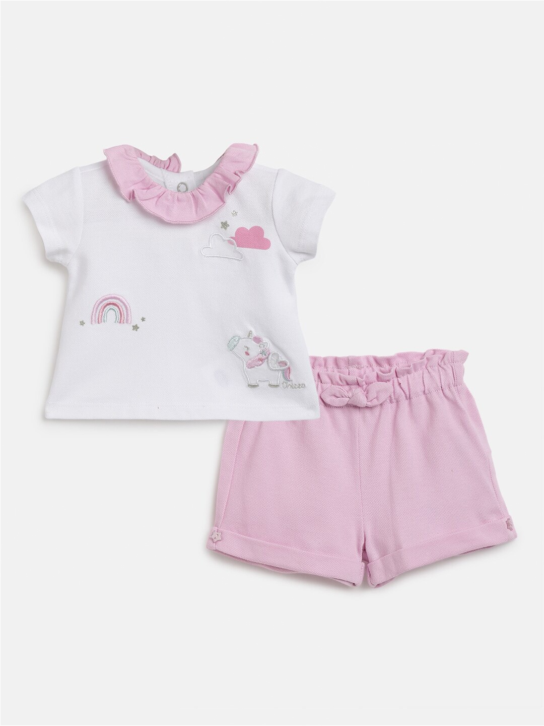 

Chicco Girls Printed Pure Cotton T-shirt With Trousers, Pink