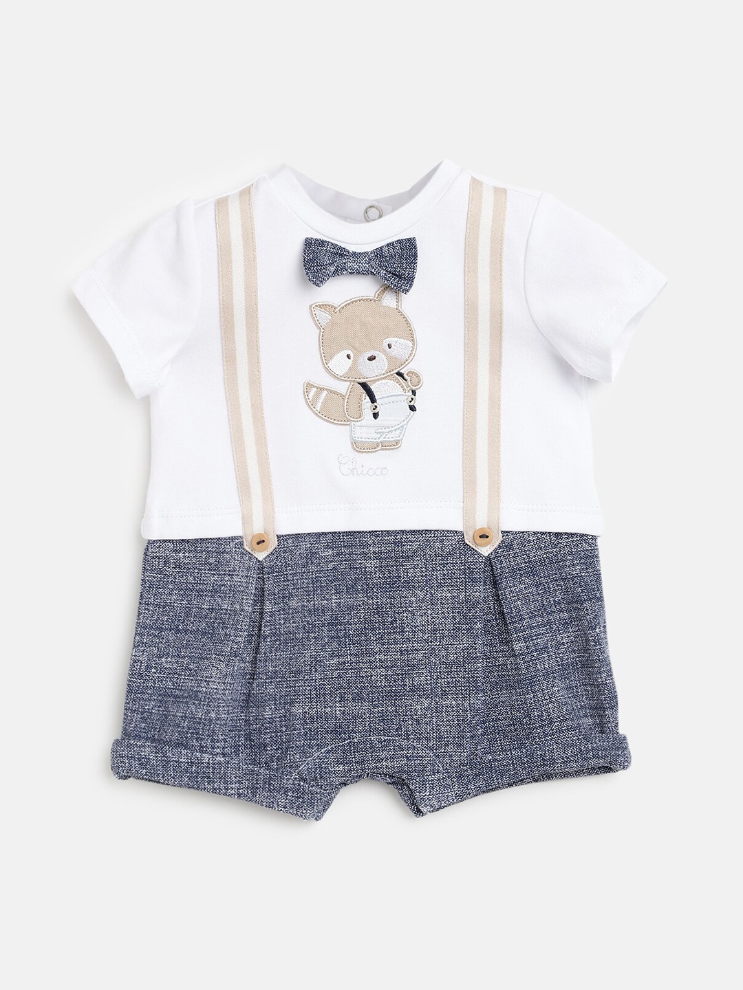 

Chicco Infant Boys Applique Rompers, White