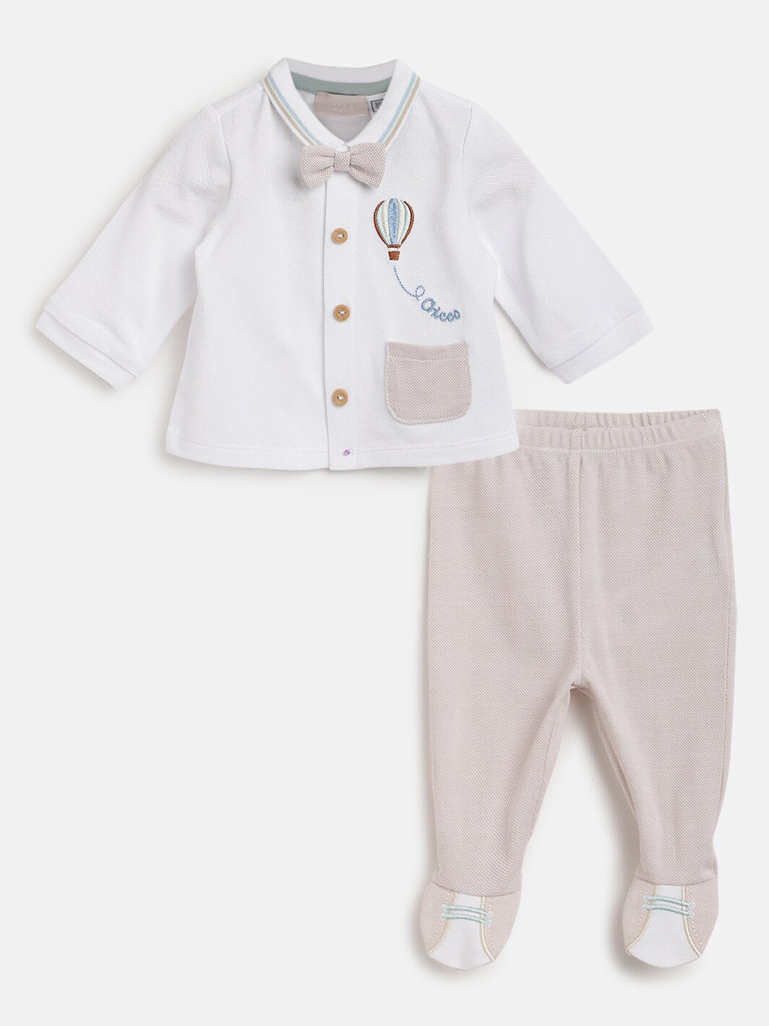 

Chicco Boys Printed Pure Cotton Top With Leggings, Beige