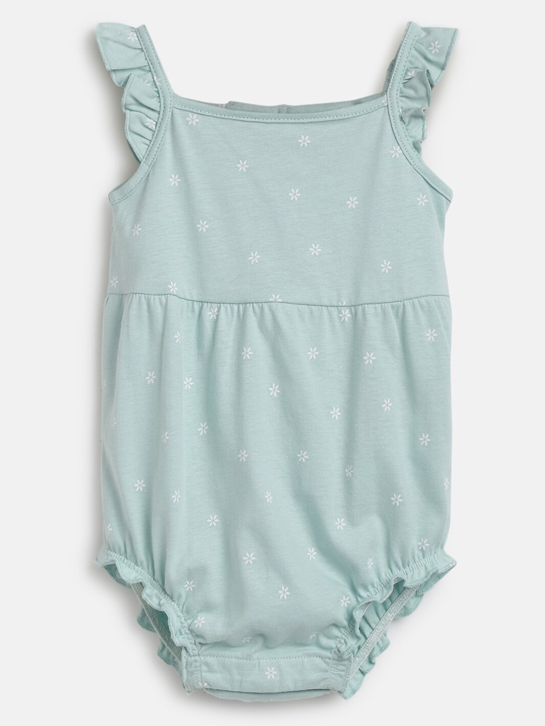 

Chicco Infant Girls Printed Pure Cotton Rompers, Sea green