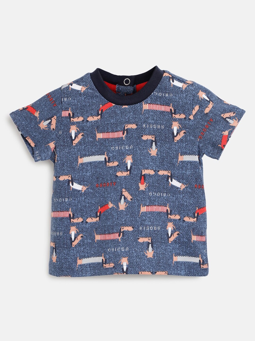 

Chicco Boys Conversational Printed Cotton Regular Fit T-shirt, Blue