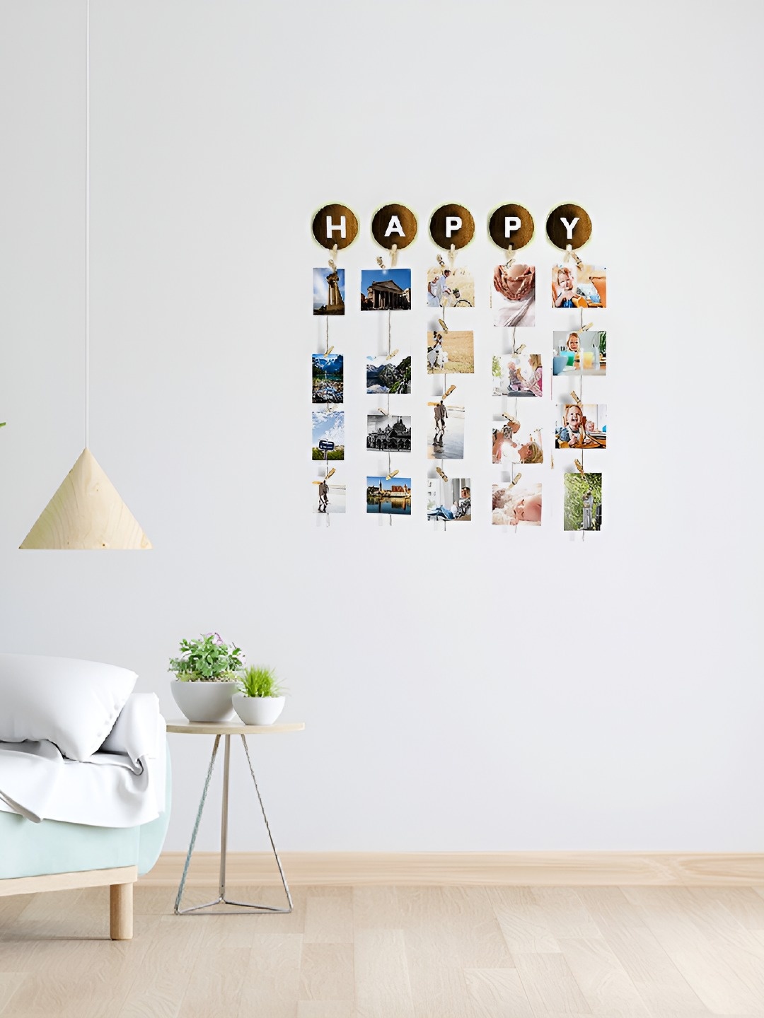 

VAH Kya Bat Hai !! 12 Photos Display Hanging Wooden Photo Frame with Clips, Brown