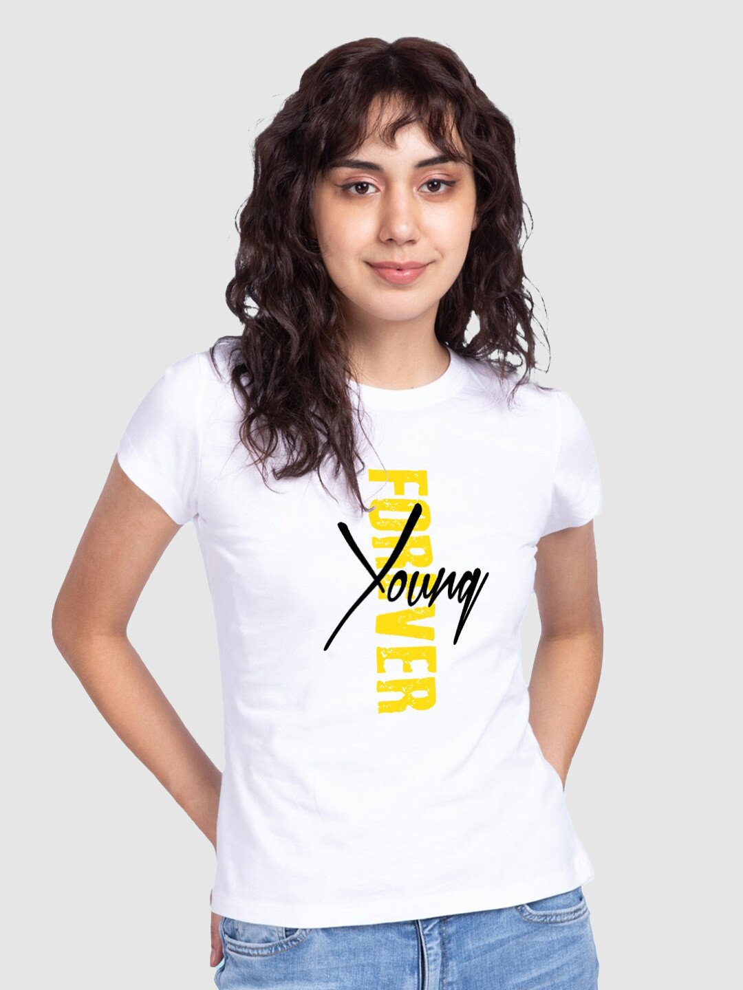 

Bewakoof Printed Cotton Round Neck Slim Fit Casual T-shirt, White
