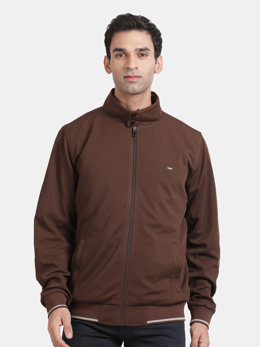 

t-base Stand Collar Insulator Bomber Jacket, Brown