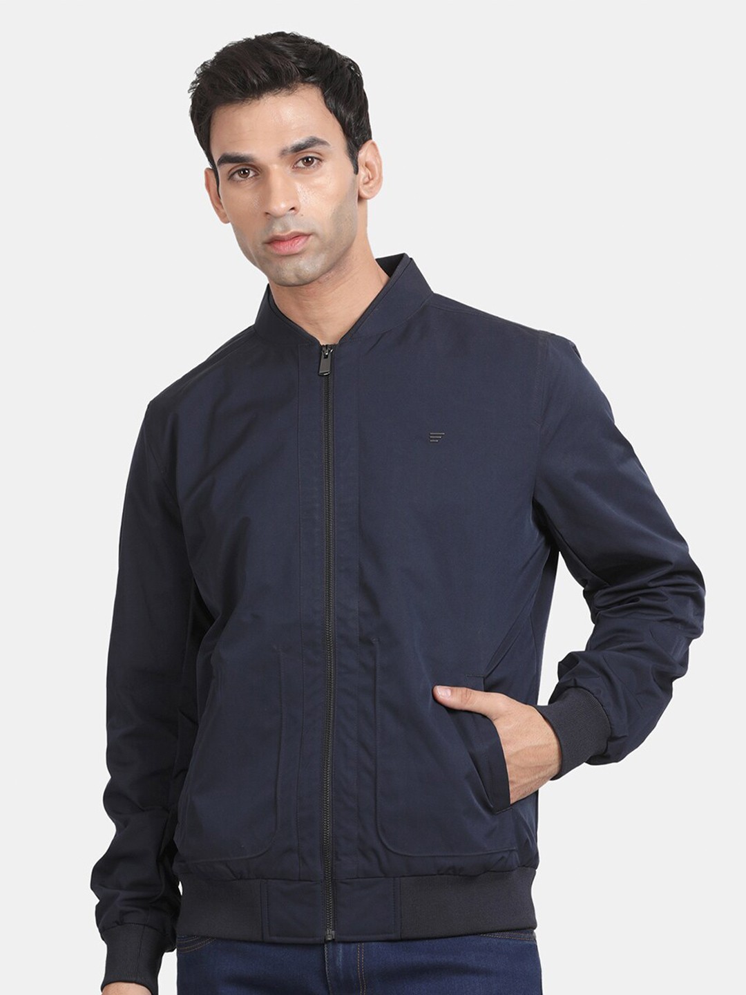 

t-base Mandarin Collar Lightweight Bomber Jacket, Blue