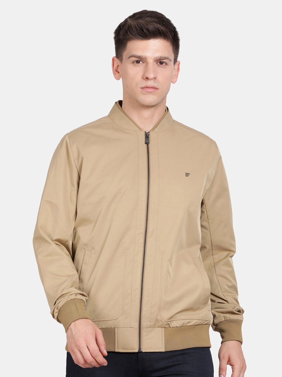 

t-base Mandarin Collar Lightweight Bomber Jacket, Beige