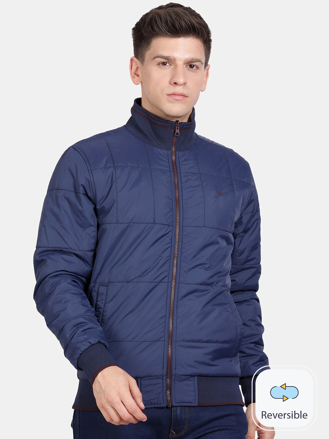 

t-base Stand Collar Reversible Bomber Jacket, Maroon