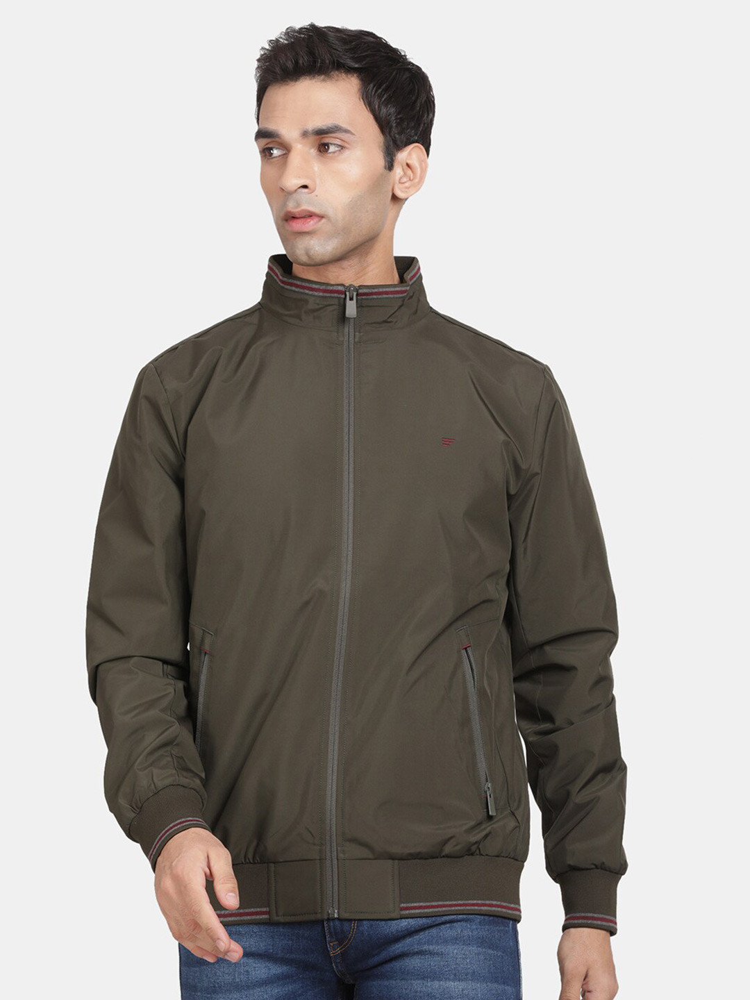 

t-base Stand Collar Lightweight Bomber Jacket, Olive