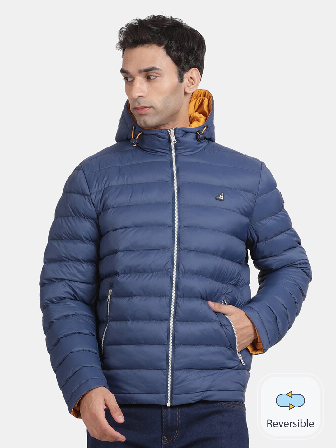 

t-base Hooded Reversible Puffer Jacket, Navy blue