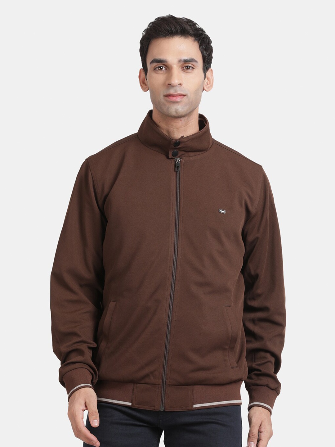 

t-base Mock Collar Insulator Bomber Jacket, Brown