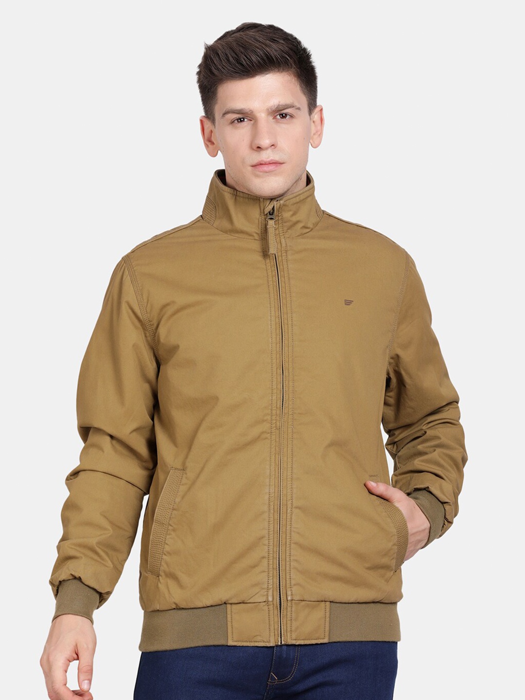 

t-base Mock Collar Insulator Bomber Jacket, Beige