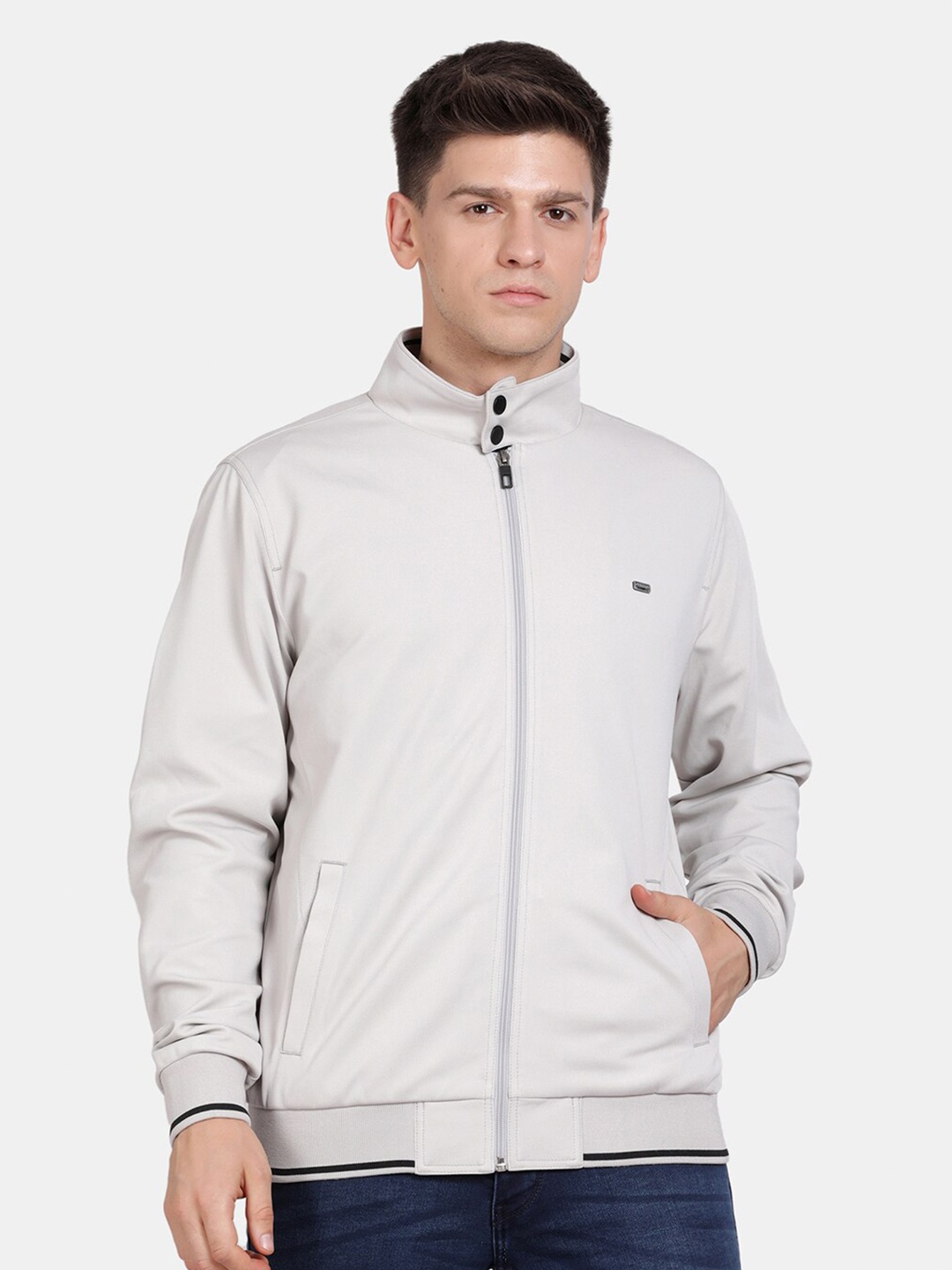 

t-base Mock Collar Insulator Bomber Jacket, Grey