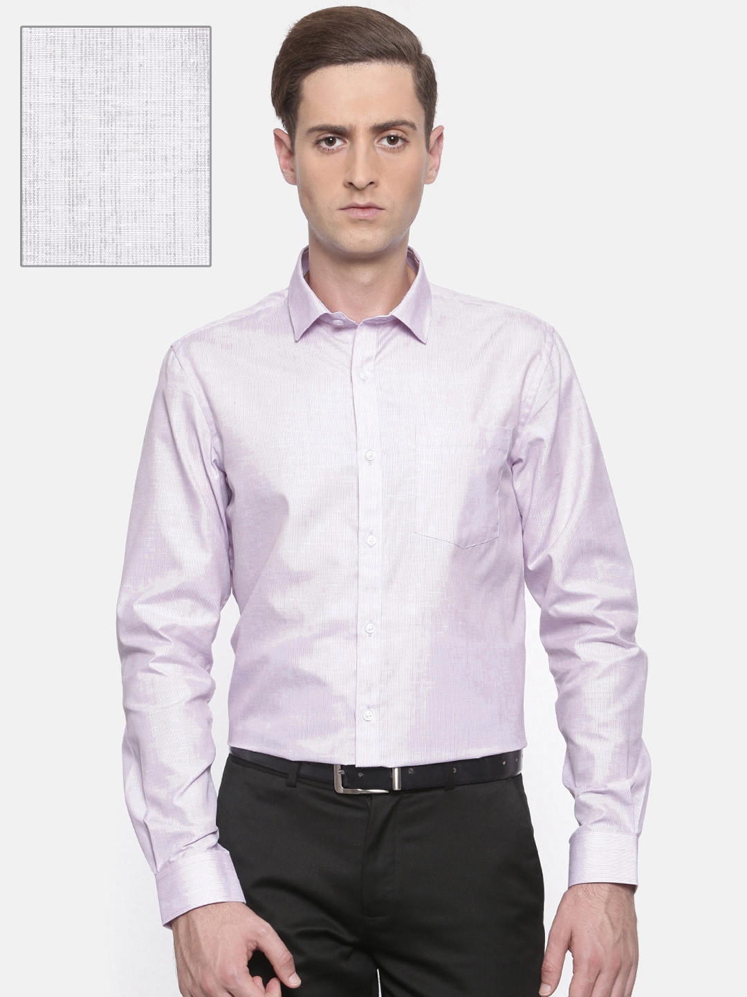 

Excalibur Men Lavender Slim Fit Striped Formal Shirt