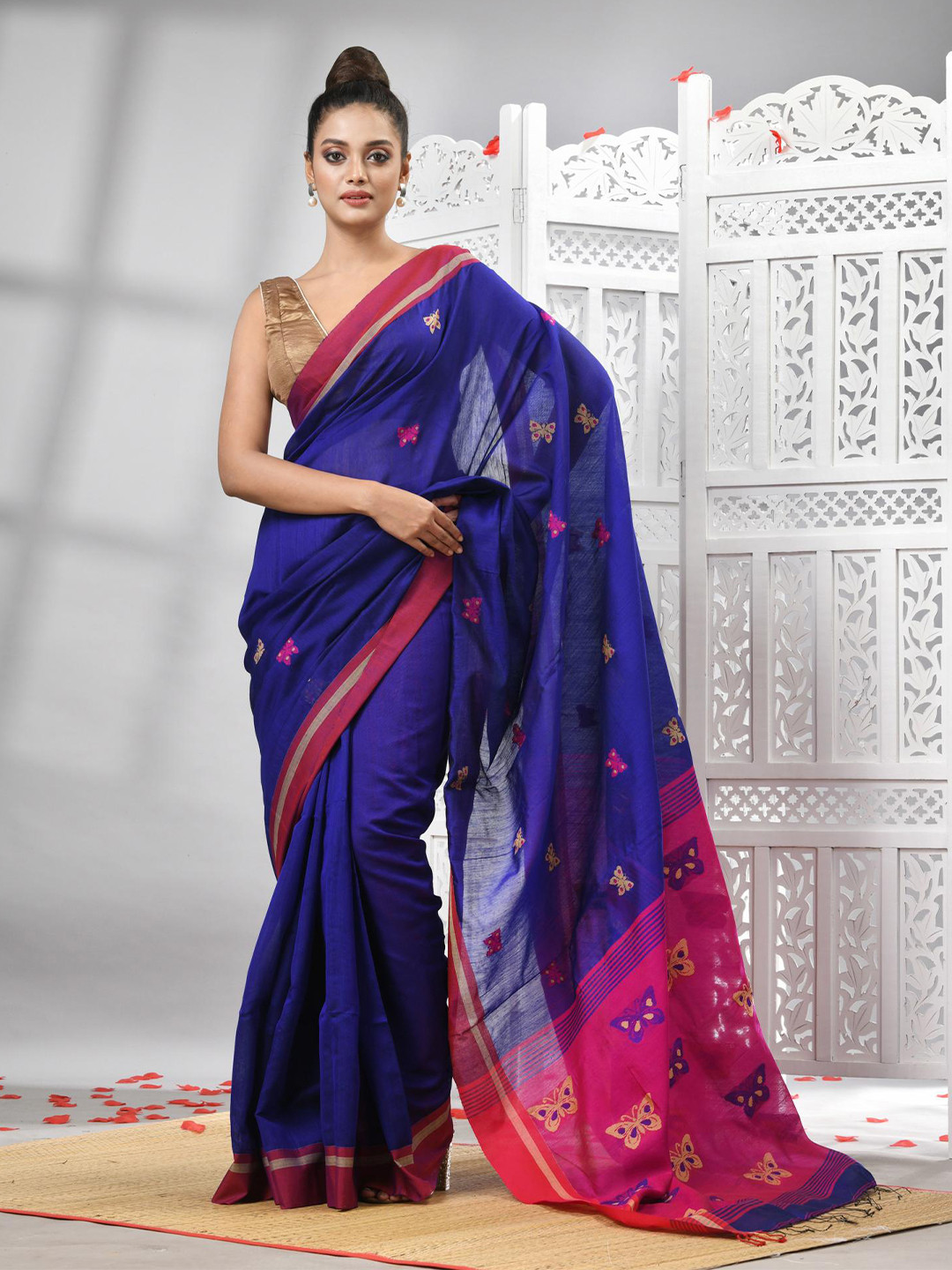 

Angoshobha Georgette Woven Design Saree, Blue