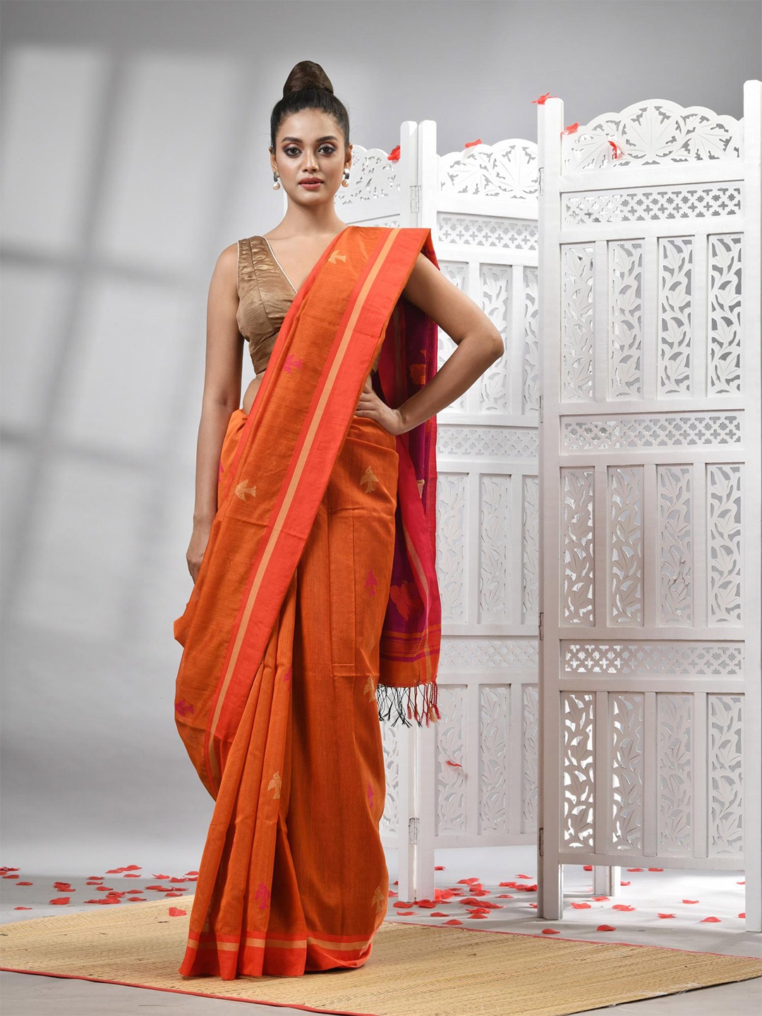 

Angoshobha Ombre Woven Design Design Saree, Orange