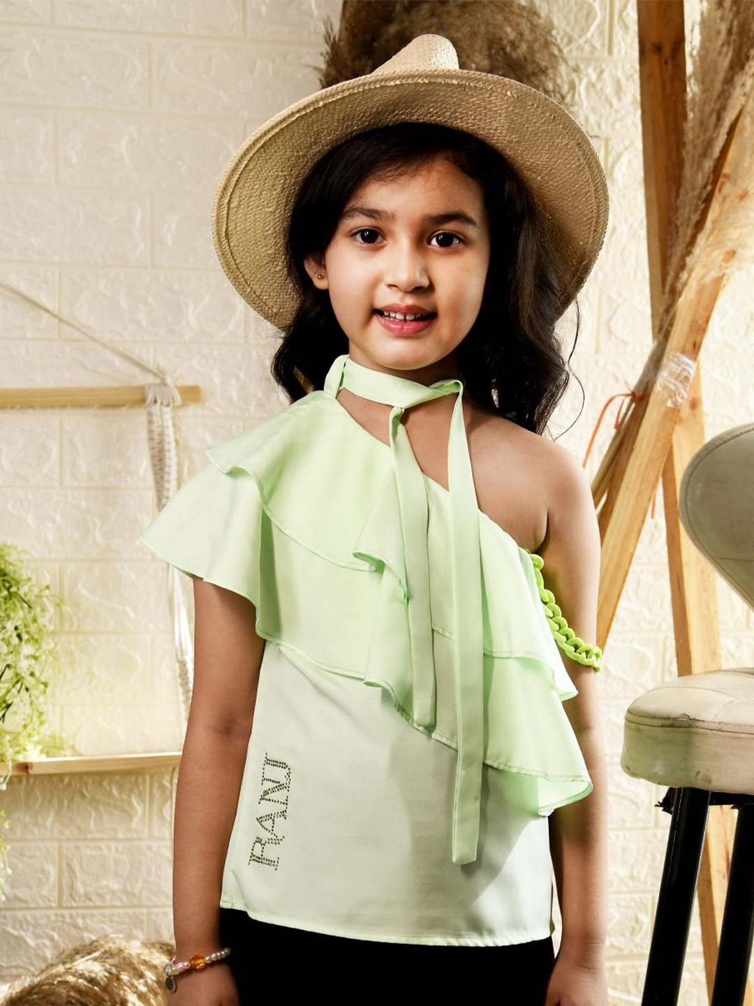 

BAESD Girl Flutter Sleeve Flutter Sleeves Top, Green