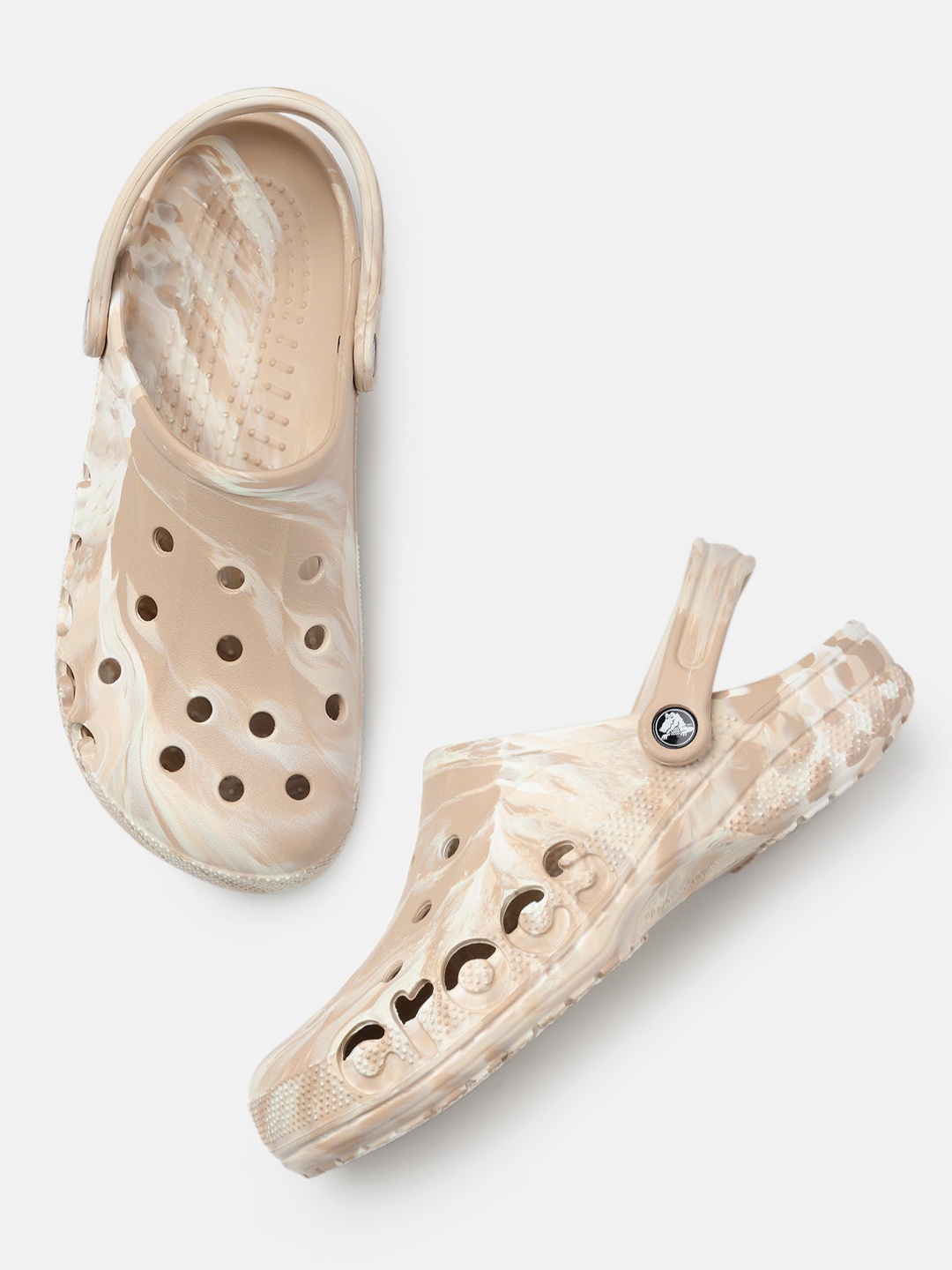 

Crocs Unisex Baya Marbled Clogs, Beige