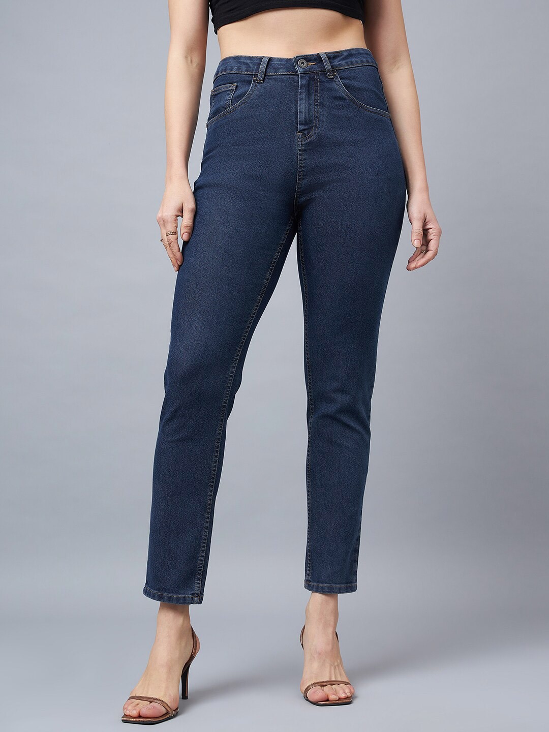 

Chemistry Women Blue Comfort Boyfriend Fit High-Rise Clean Look Stretchable Jeans